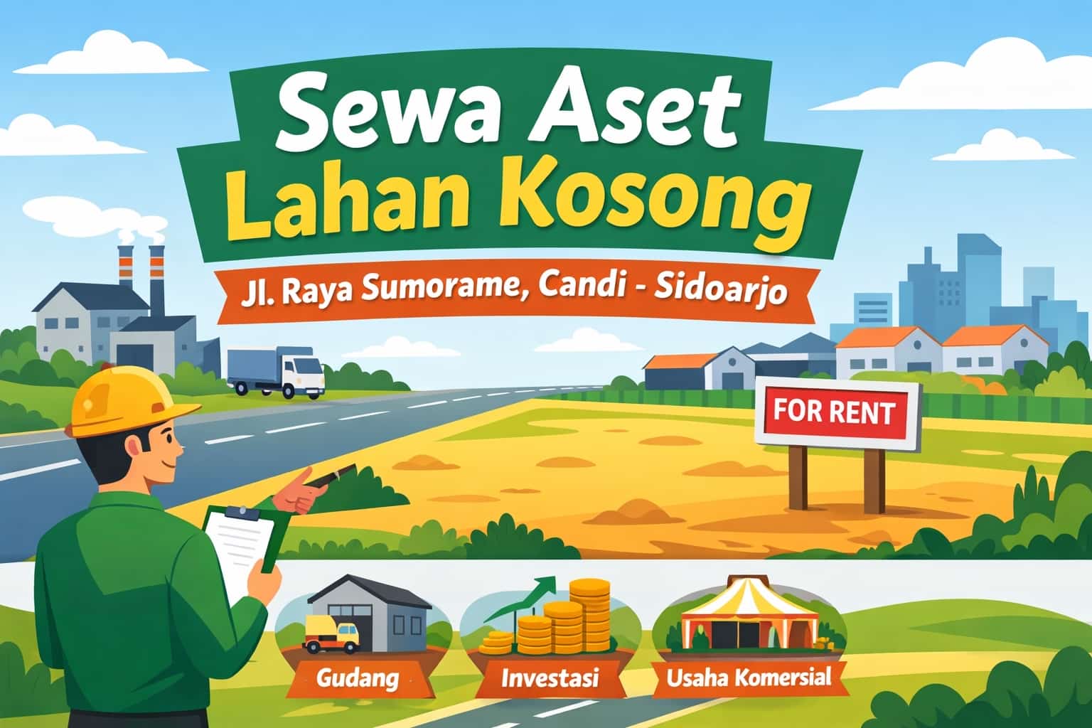 Sewa Aset di Sidoarjo: Lahan Kosong Strategis Jl. Raya Sumorame Candi